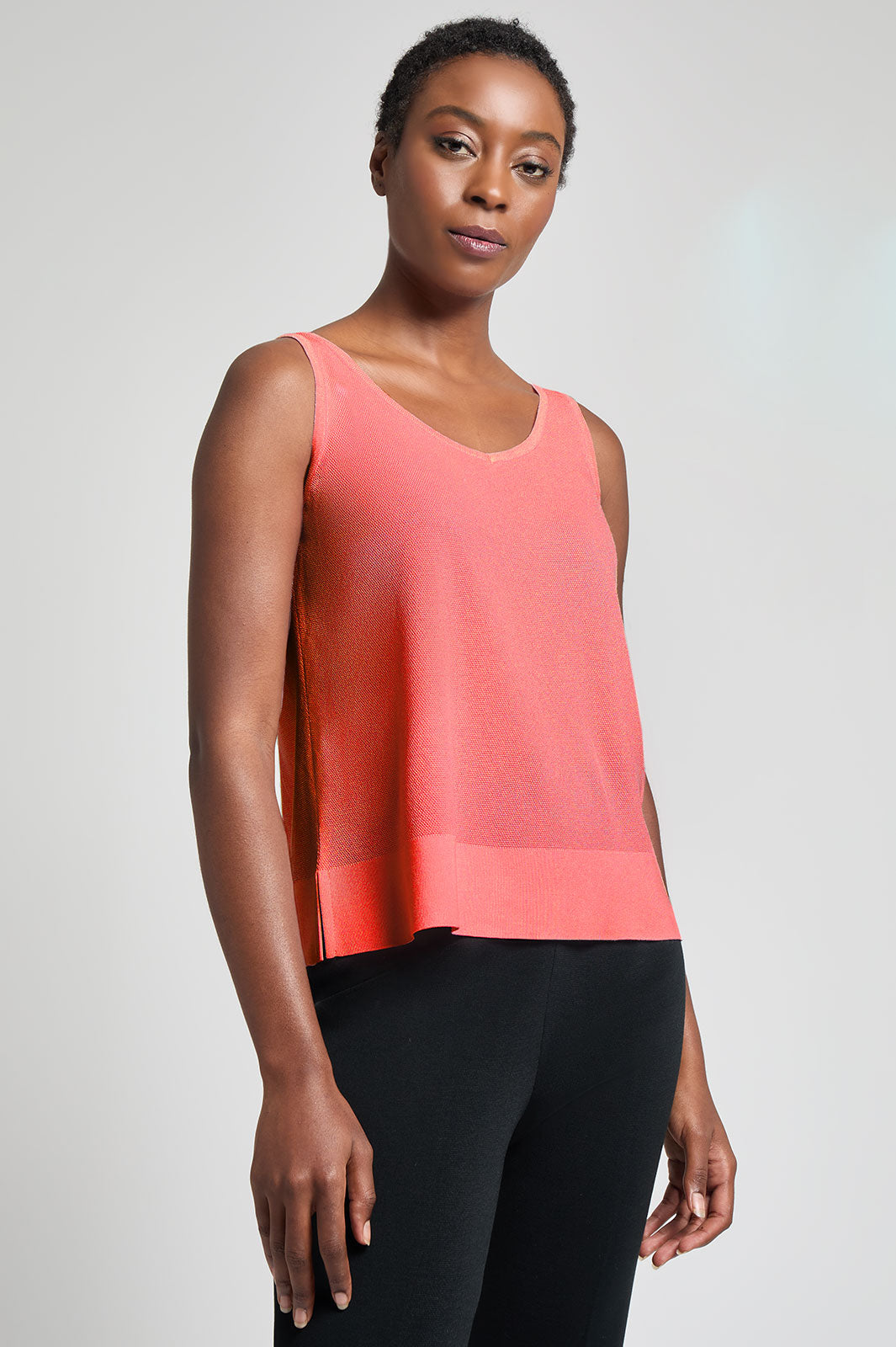 V-Neck Tank - Side-Slit Soft Knit