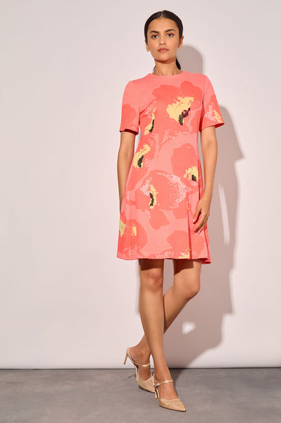 ワンピース Floral Cut Jacquard Sleeves A-Line Dress M11260E-1243_8d18df0f-b804-