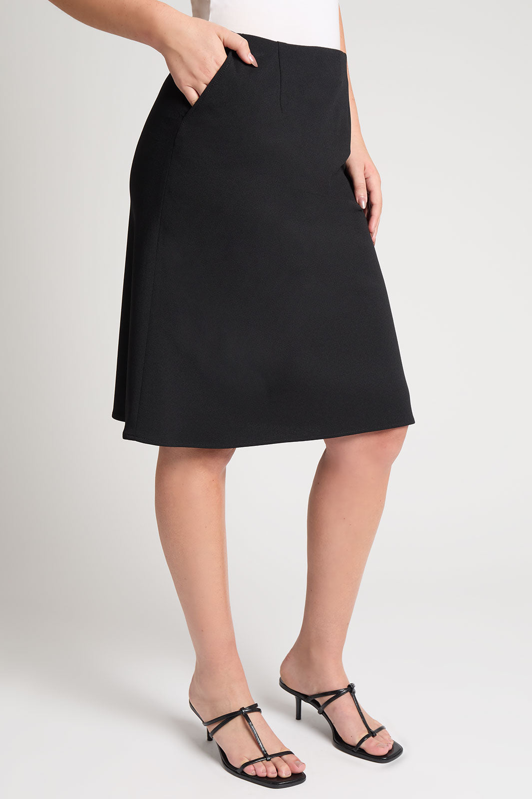 Plus Size Stretch Deco Crepe A-Line Skirt