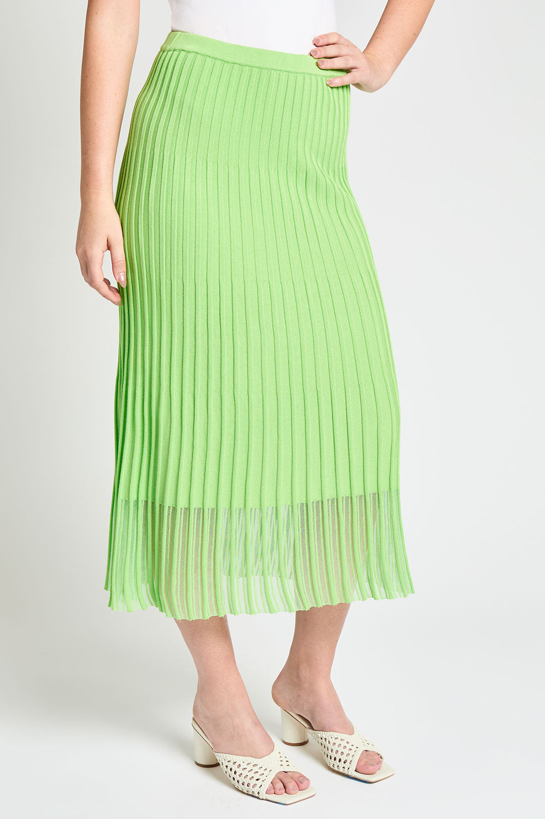 Ribbed A-Line Maxi Skirt, Fern | Ming Wang