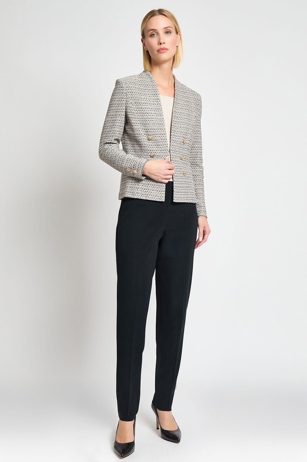 Tailored Fit Tweed Knit Jacket