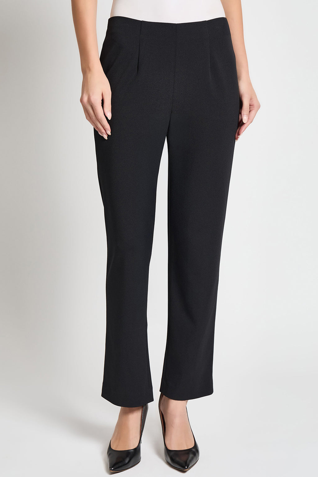 【COLOR iN ID】d2 nylon pintuck slacks Stretch Deco Crepe Pintuck Ankle Pants