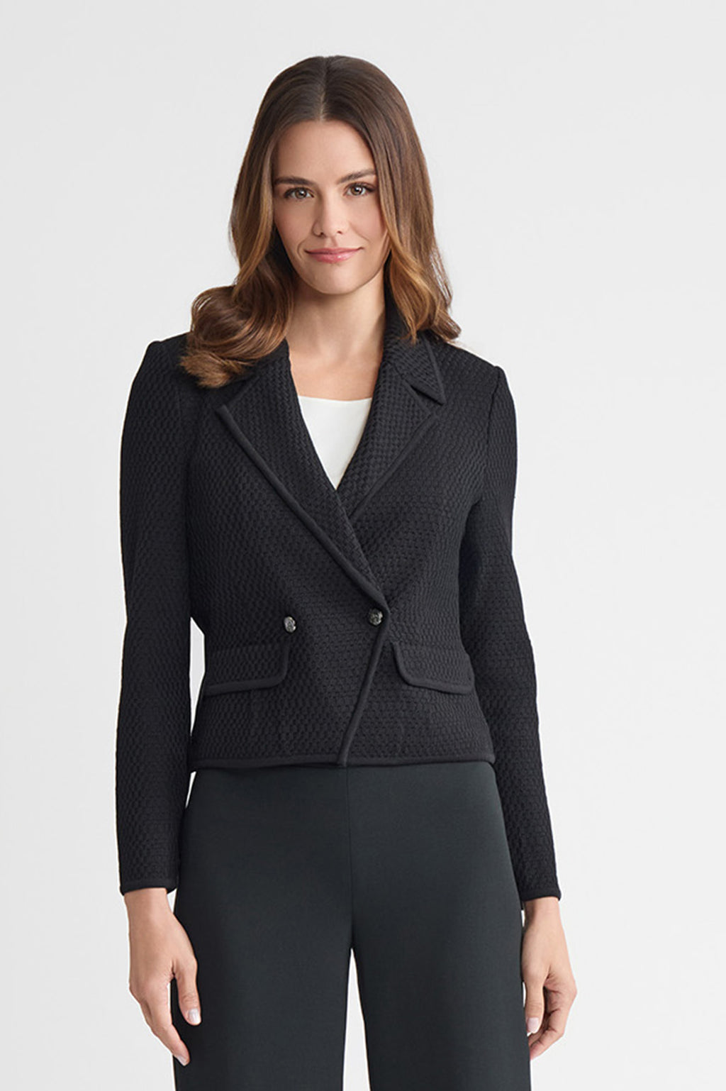 ジャケット・アウター marmors shaggy double tailored jacket Tailored Double Breasted Textured Soft Knit Jacket | Ming Wang