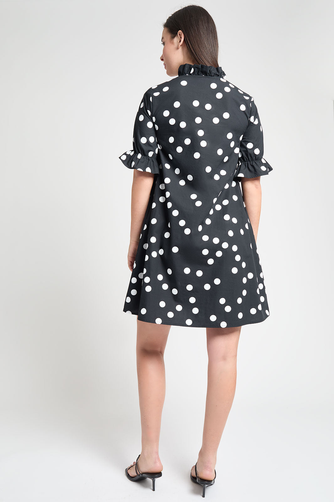 Modern Fit Ruffle Detail Cotton Poplin Shift Dress | Ming Wang