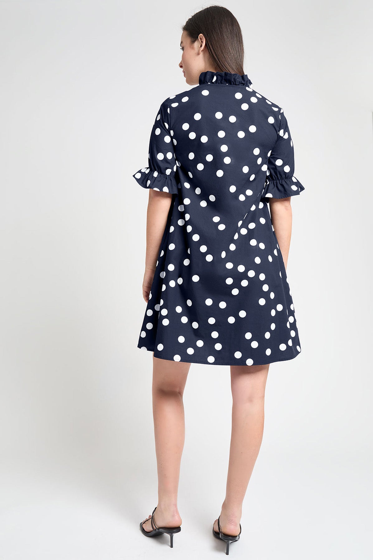 Modern Fit Ruffle Detail Cotton Poplin Shift Dress