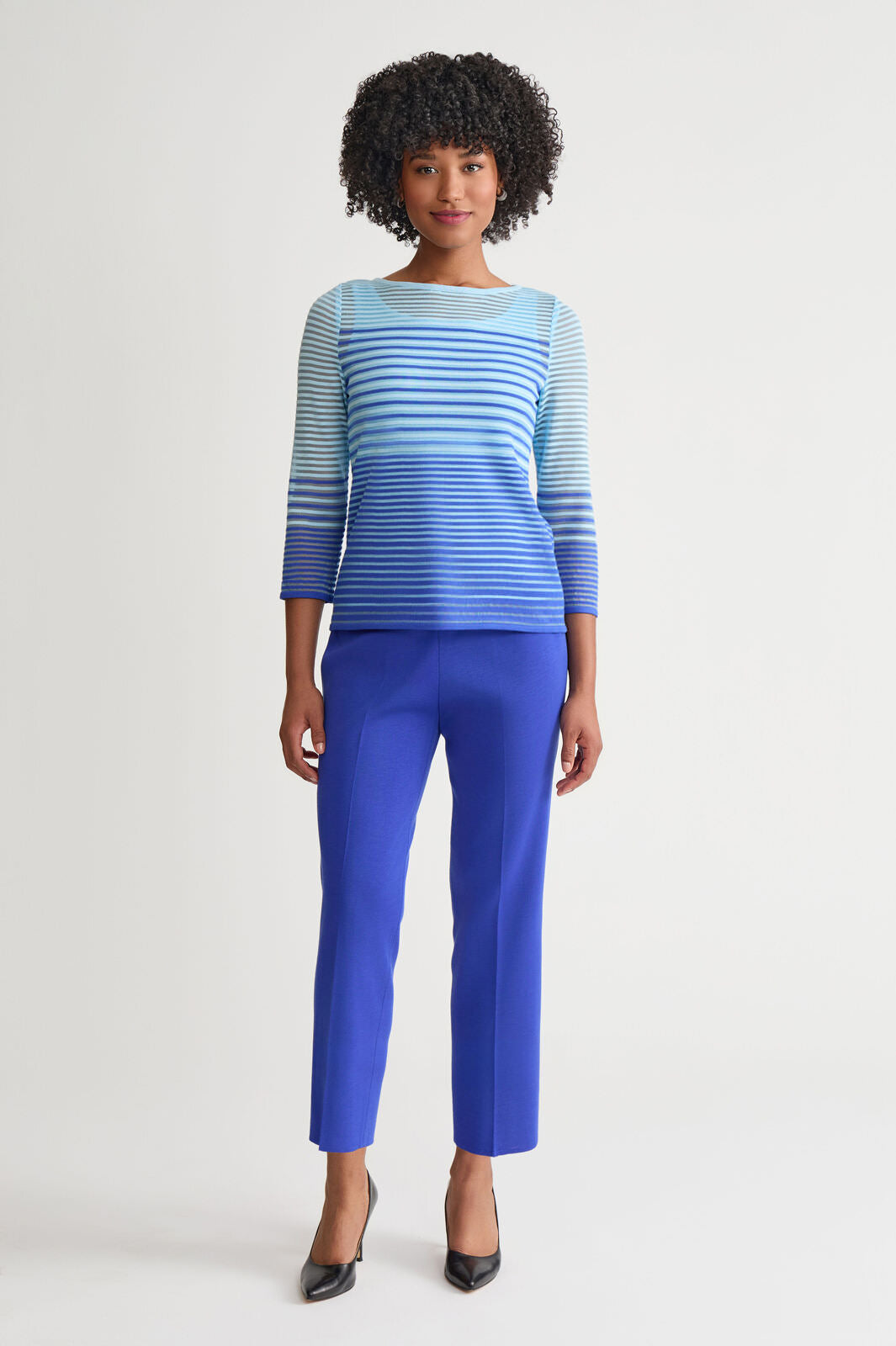 驚きの値段で Sheer Stripe Wang Ming | Tunic Lined Knit Soft トップス