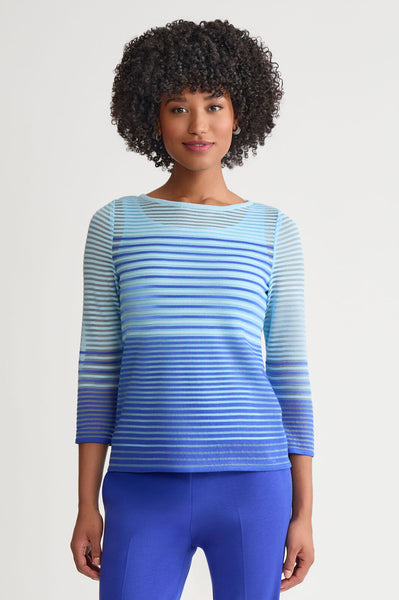 トップス BACK OPEN SHEER KNIT TUNIC DIANTE Sheer Stripe Soft Knit Lined Tunic | Ming Wang