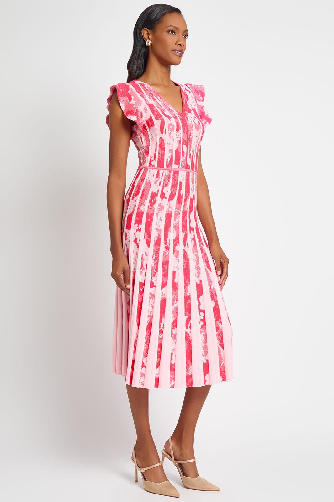 Fit-N-Flare Jacquard Soft Knit Midi Dress Ming Wang