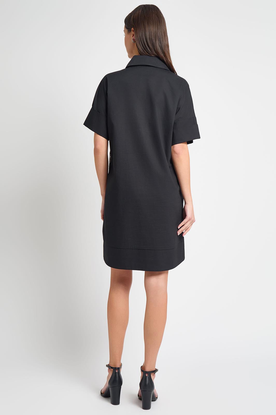 Mixed-Media Two-Tone Lace Shirt Dress