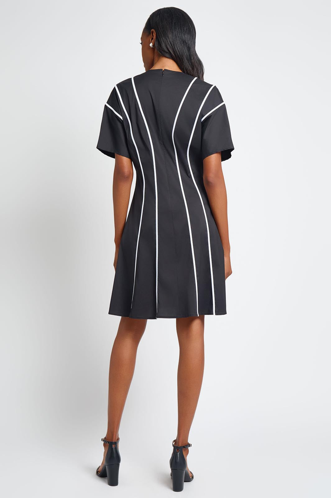 green emerald velvet dress Fit-And-Flare Cotton Midi Dress with Bow Black / 14