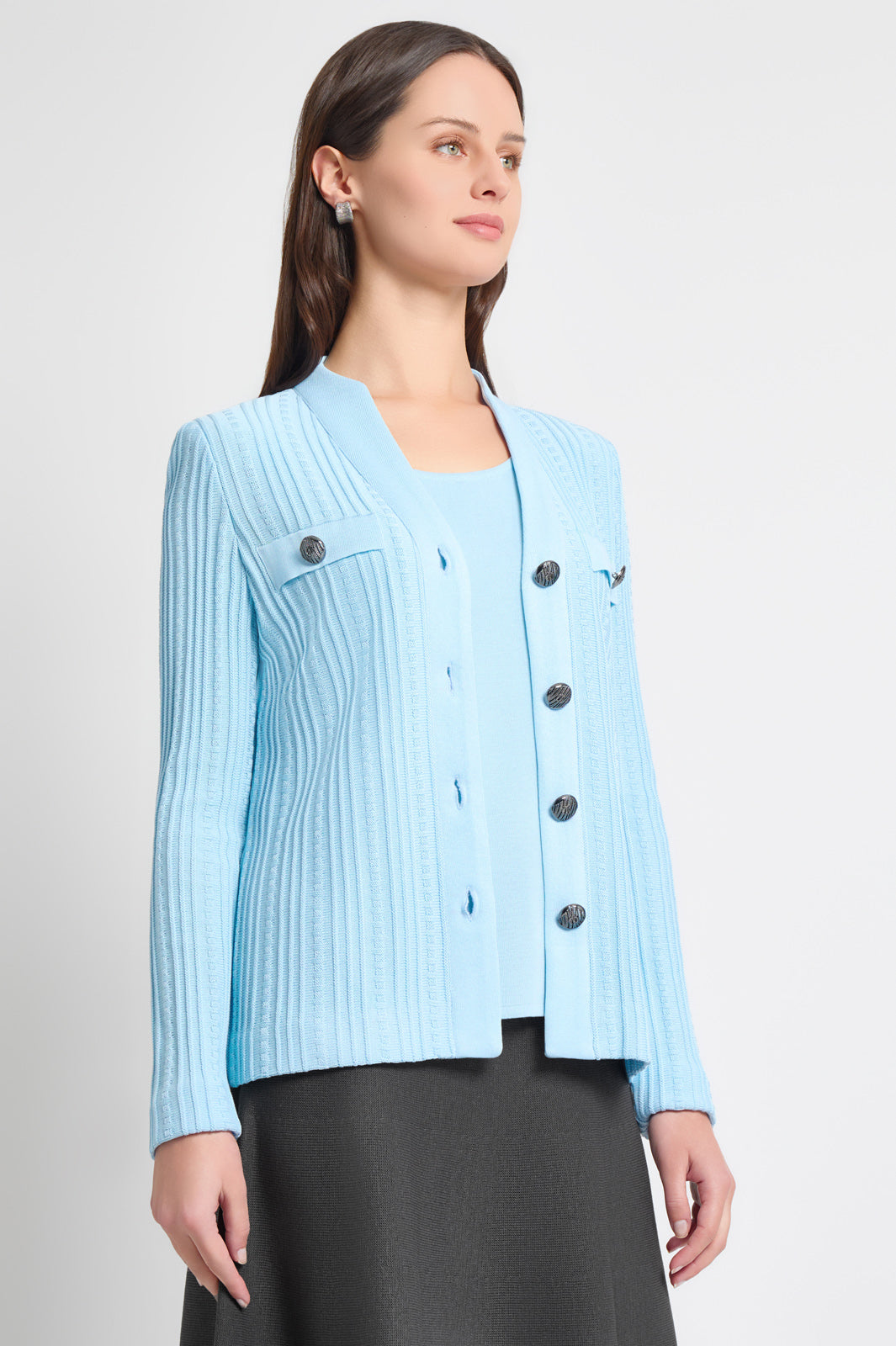 Heritage Fit Ribbed Knit Cardigan | Ming Wang