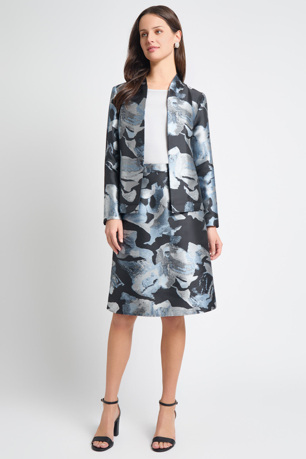 【typeservice】24fw Mixed Volume Skirt ZW COLLECTION POPLIN MIDI SKIRT - Mid-blue | ZARA Mexico