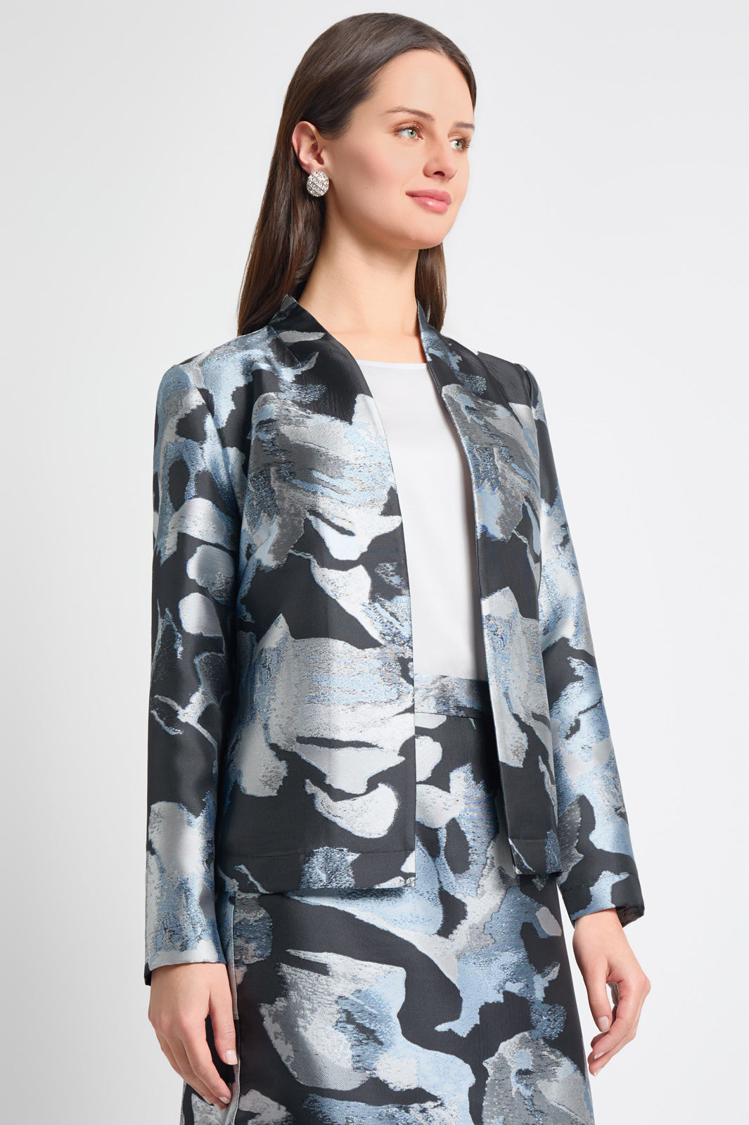 ジャケット・アウター mame 17AW MANDARIN JACQUARD Gown Coat Mandarin Collar Floral Embroidery Woolen Tang Suit