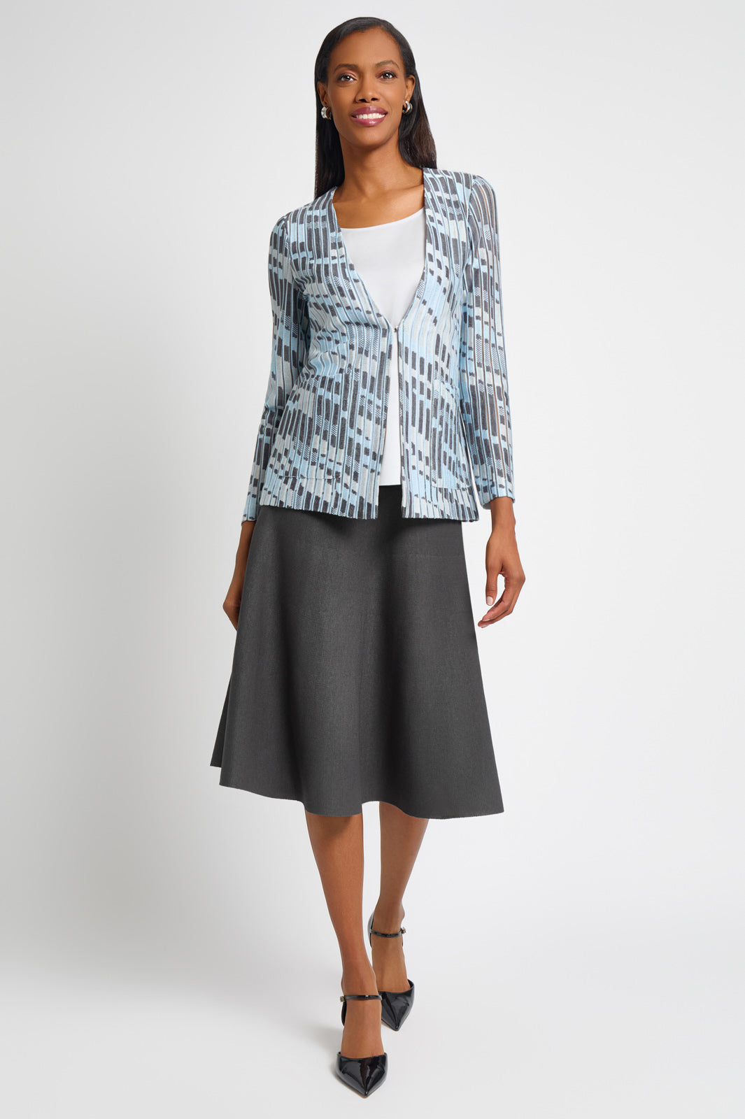 Heritage Fit Burnout Jacquard Knit Jacket | Ming Wang