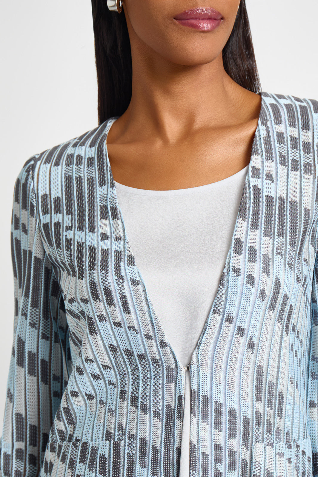Heritage Fit Burnout Jacquard Knit Jacket | Ming Wang