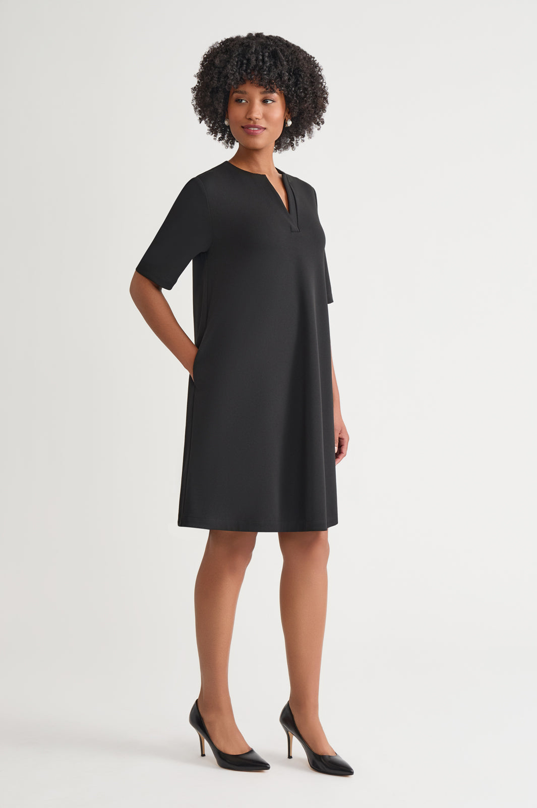 Ming Wang Women's Stretch Deco Crepe A-Line Dress - Black