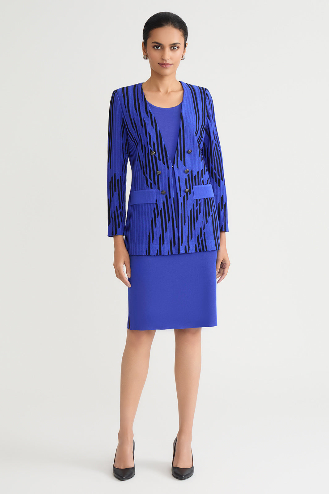 Tailored Lightweight Dual-Toned Burnout Knit Jacket | Ming Wang