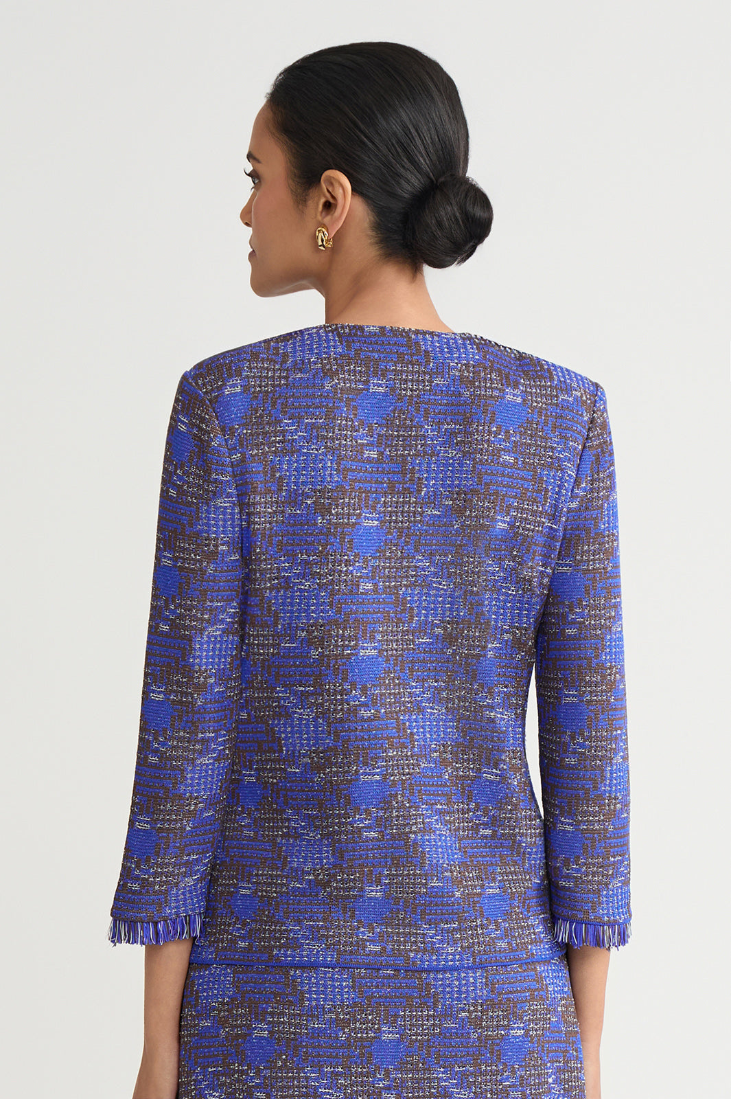 Heritage Fringe Tweed Knit Jacket | Ming Wang