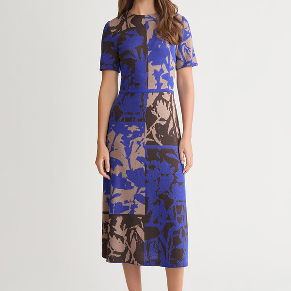 【新品未開封】piping color roomwear （ladies） Floral Colorblock Soft Knit Midi Dress | Ming Wang