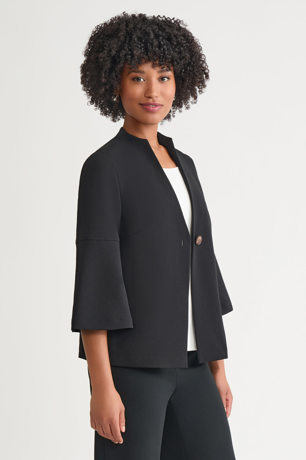 Heritage Fit Stretch Deco Crepe Single Button Jacket | Ming Wang