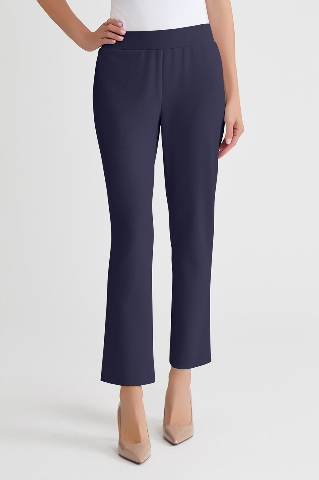 Plus Size Stretch Deco Crepe Straight-Leg Pants | Ming Wang