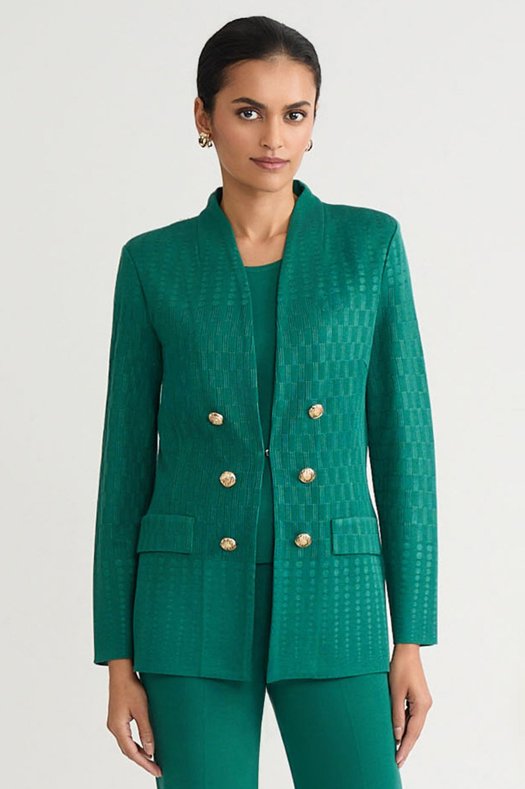 Plus Size Tailored Tonal Multi-Stitch Knit Jacket | Ming Wang