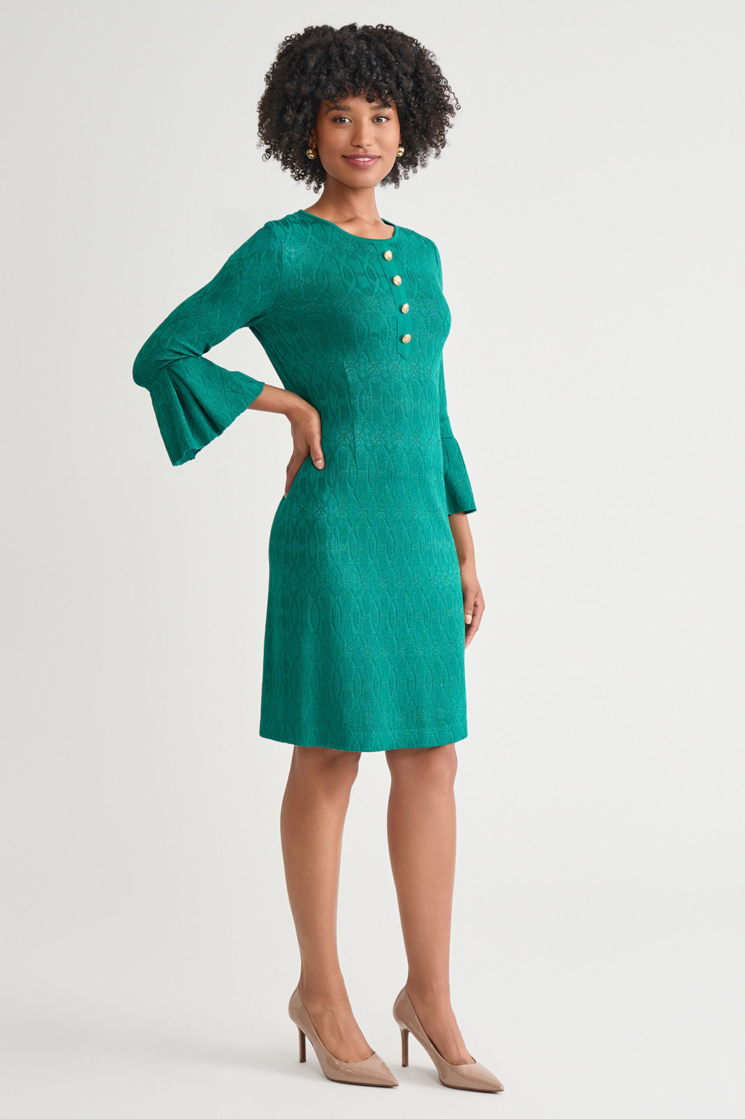Plus Size Tonal Multi-Stitch Sheath Dress