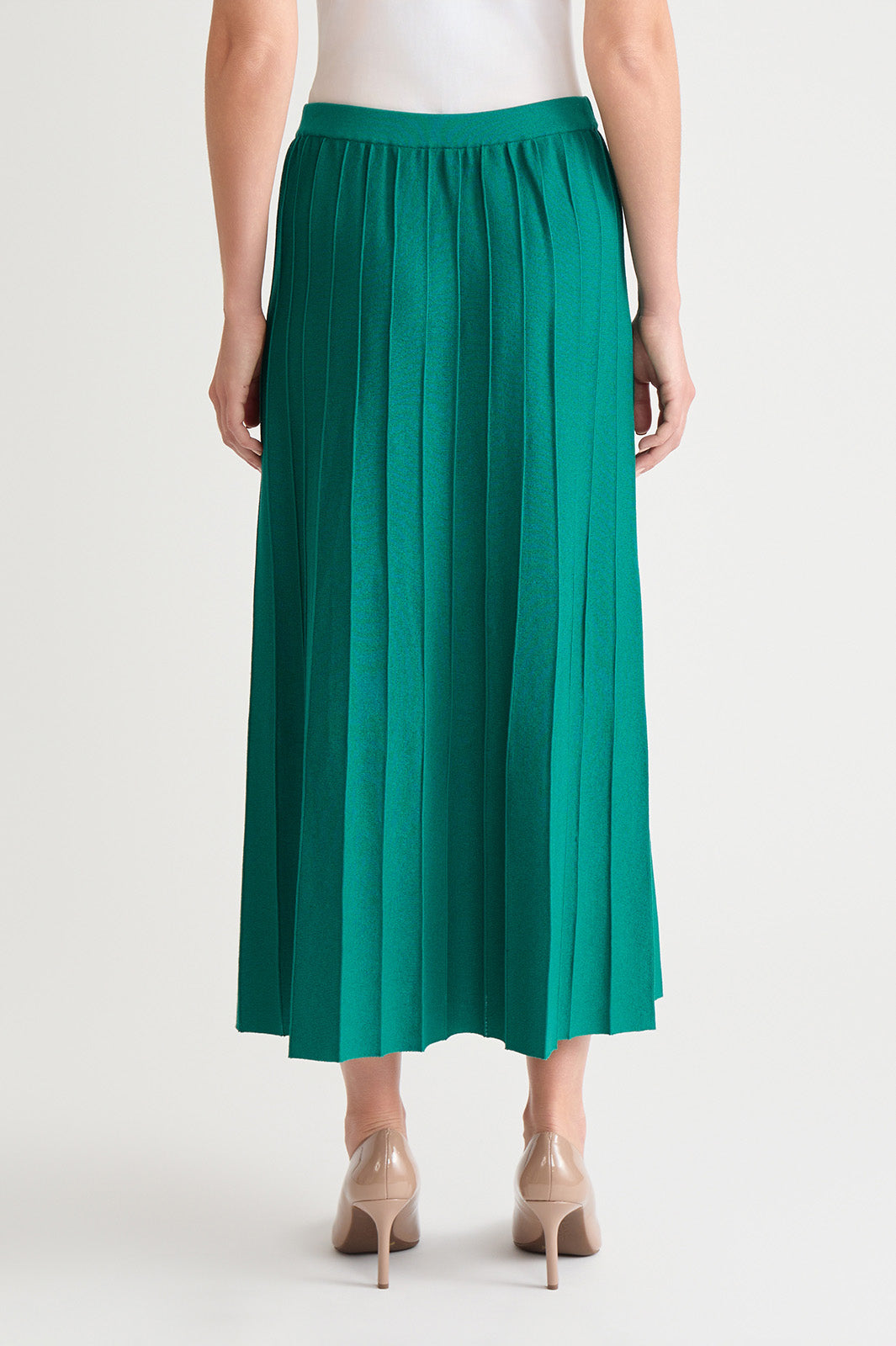 Plus Size Pleated A-Line Soft Knit Maxi Skirt Ming Wang