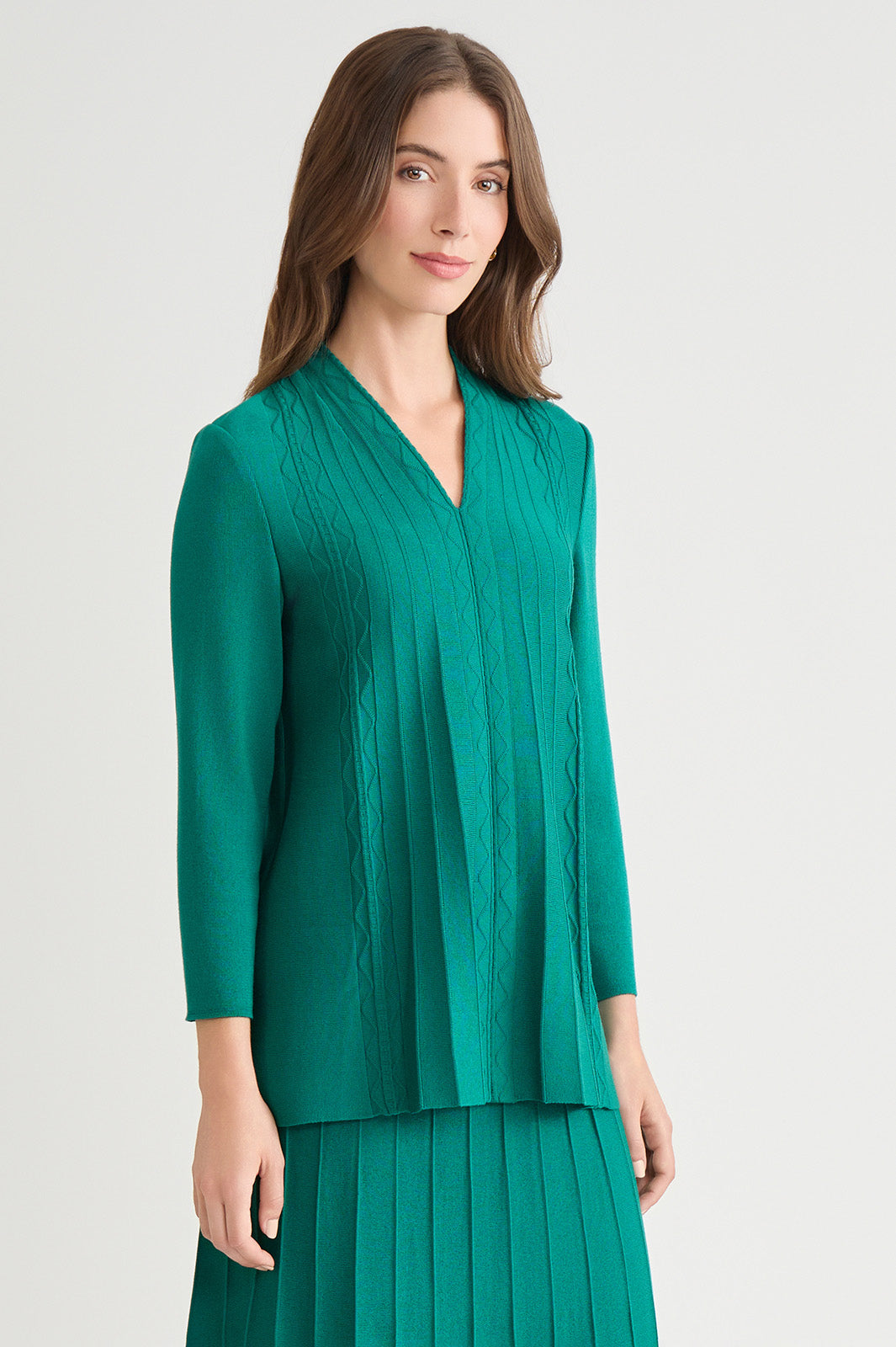 everest green dress Tonal Multi-Stitch Flared Soft Knit Tunic summer24
