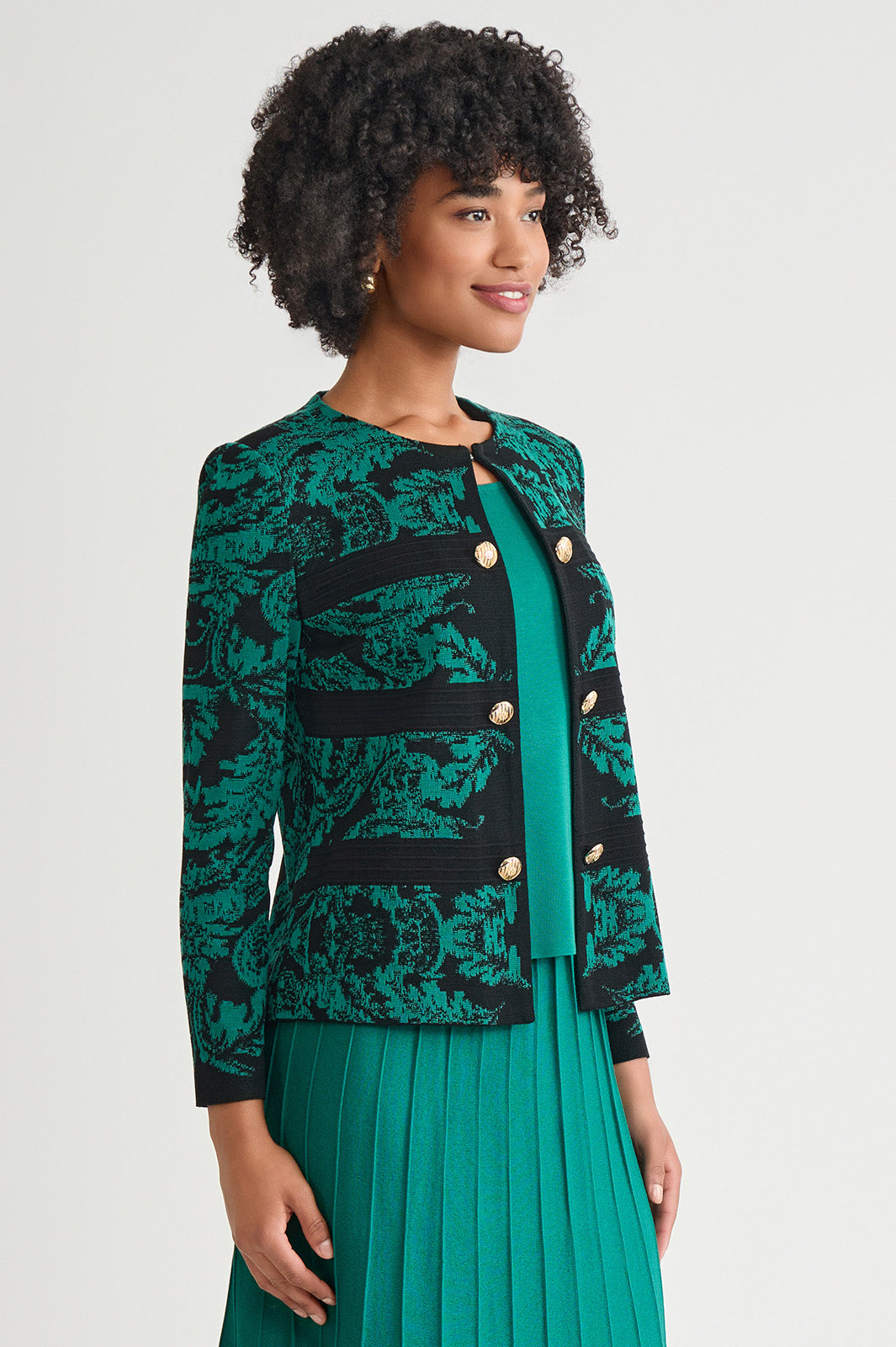 Heritage Filigree Multi-Stitch Knit Jacket | Ming Wang Heritage Filigree Multi-Stitch Knit Jacket | Ming Wang