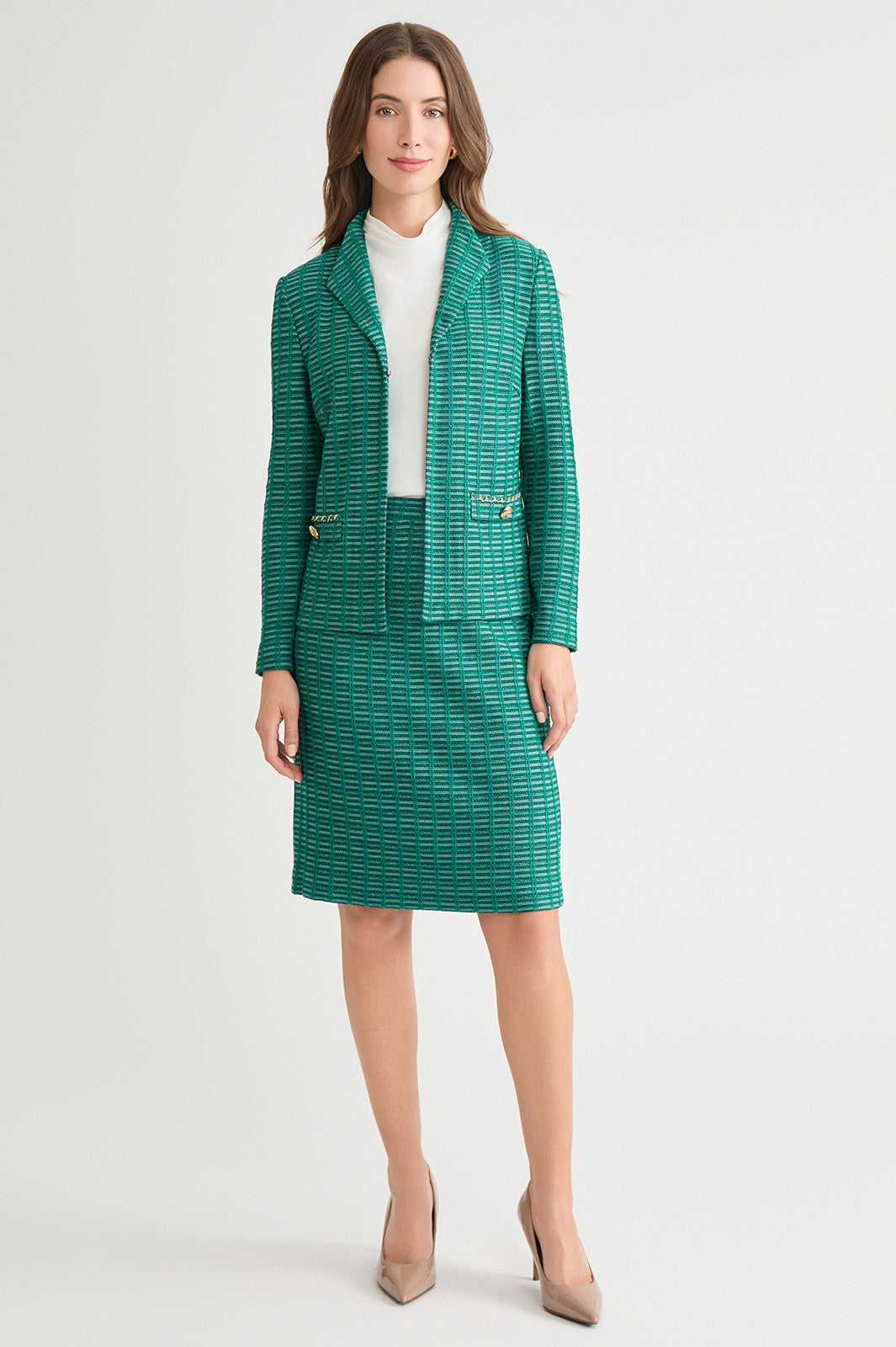 Heritage Chain Trim Ottoman Knit Jacket | Ming Wang