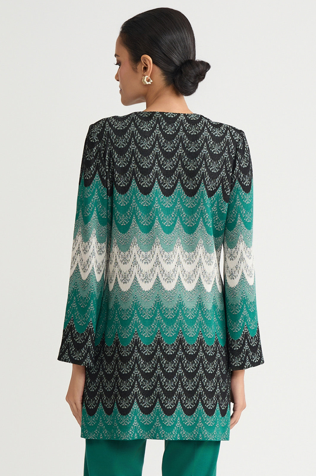 Heritage Scalloped Jacquard Soft Knit Jacket | Ming Wang