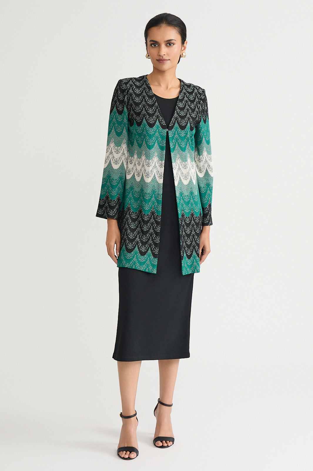 Heritage Scalloped Jacquard Soft Knit Jacket | Ming Wang