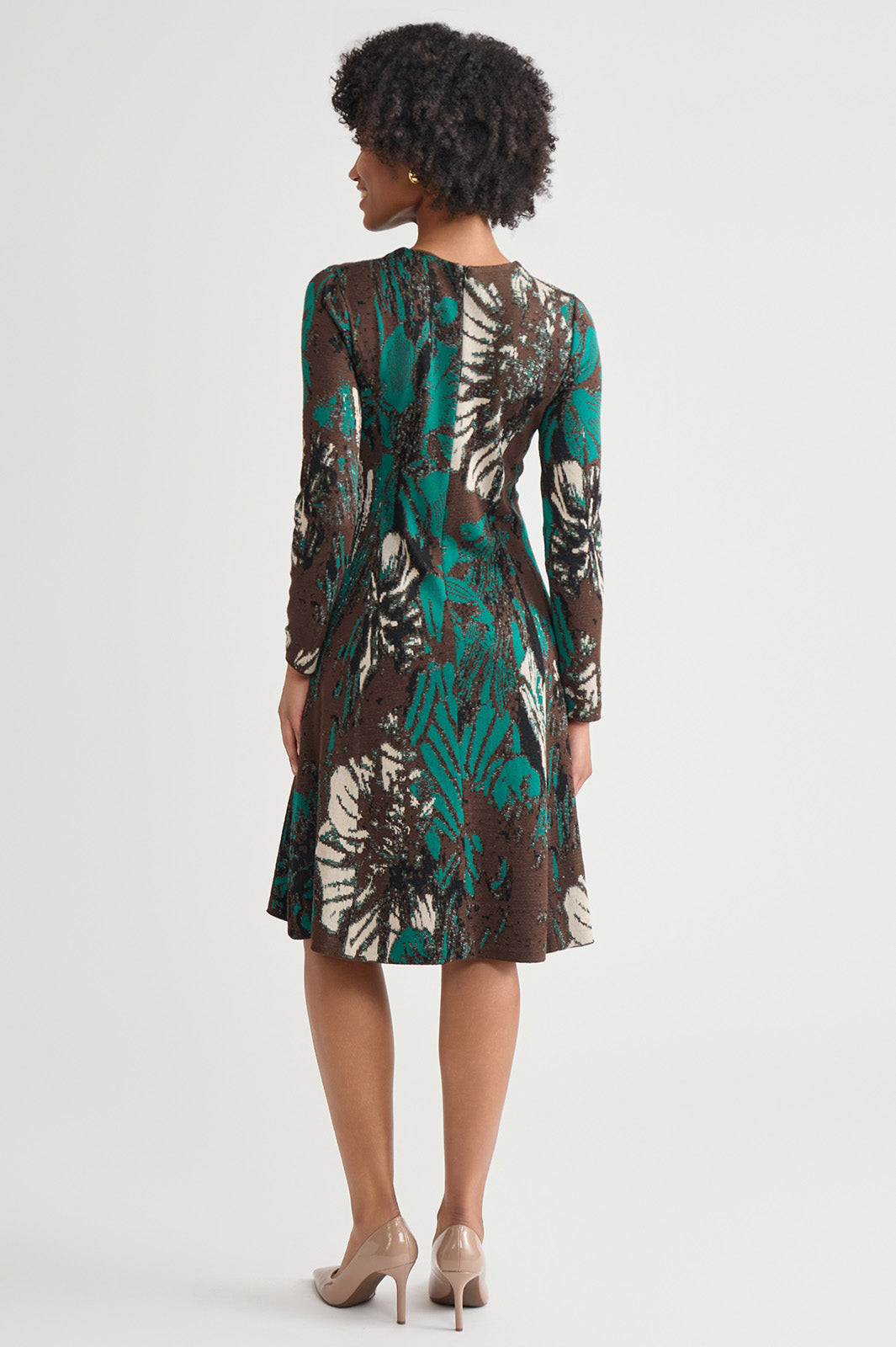 plus size silk midi dress Plus Size A-Line Floral Jacquard Soft Knit Midi Dress