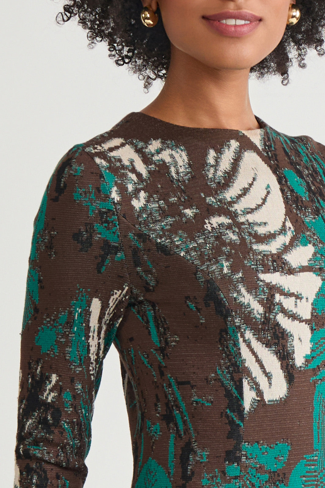 Petite A-Line Floral Jacquard Soft Knit Midi Dress | Ming Wang Petite A-Line Floral Jacquard Soft Knit Midi Dress | Ming Wang