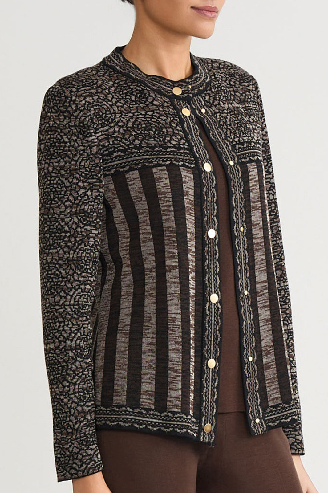 Heritage Multi-Stitch Mosaic Knit Jacket | Ming Wang