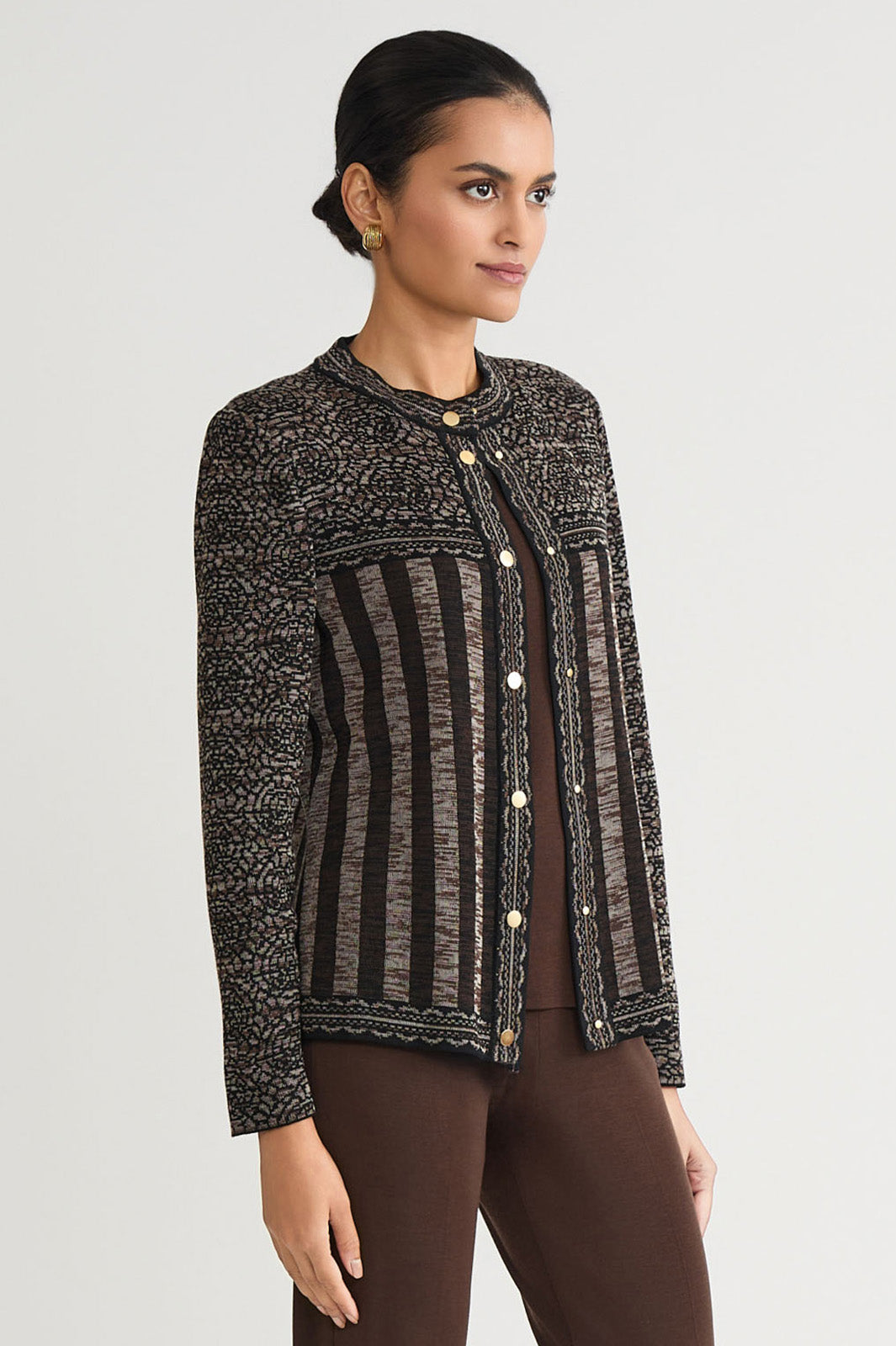 Heritage Multi-Stitch Mosaic Knit Jacket | Ming Wang