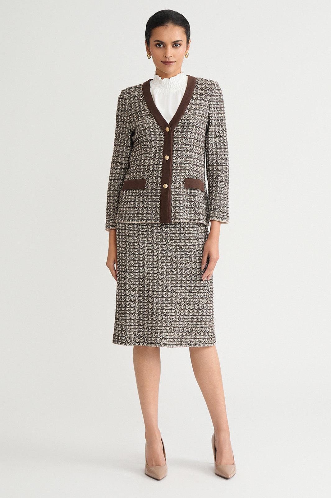 Plus Size A-Line Tweed Knit Skirt | Ming Wang