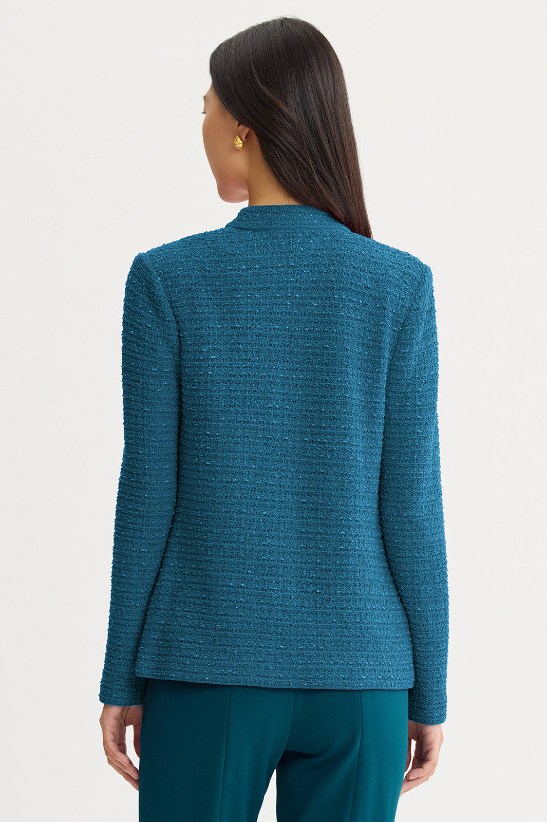 Tonal Eyelash Tweed Knit Jacket | Ming Wang