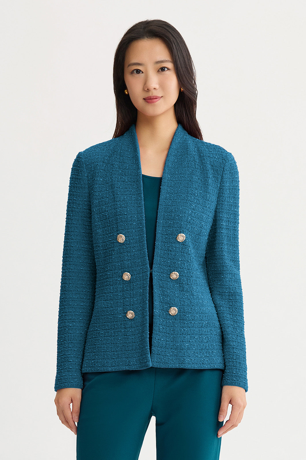 searoomlynn shine tweed knit ジャケット Tonal Eyelash Tweed Knit Jacket | Ming Wang