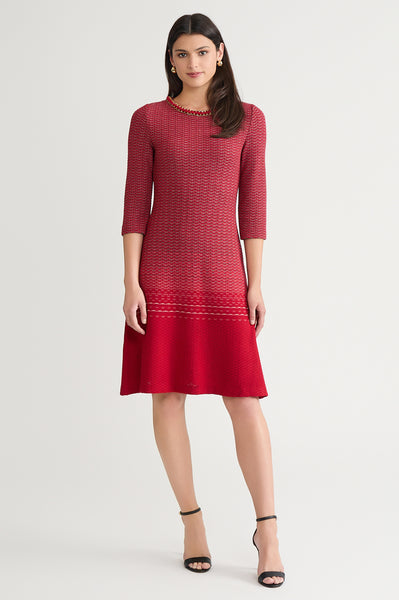 Ombre Chain Trim Textured Knit Dress | Ming Wang