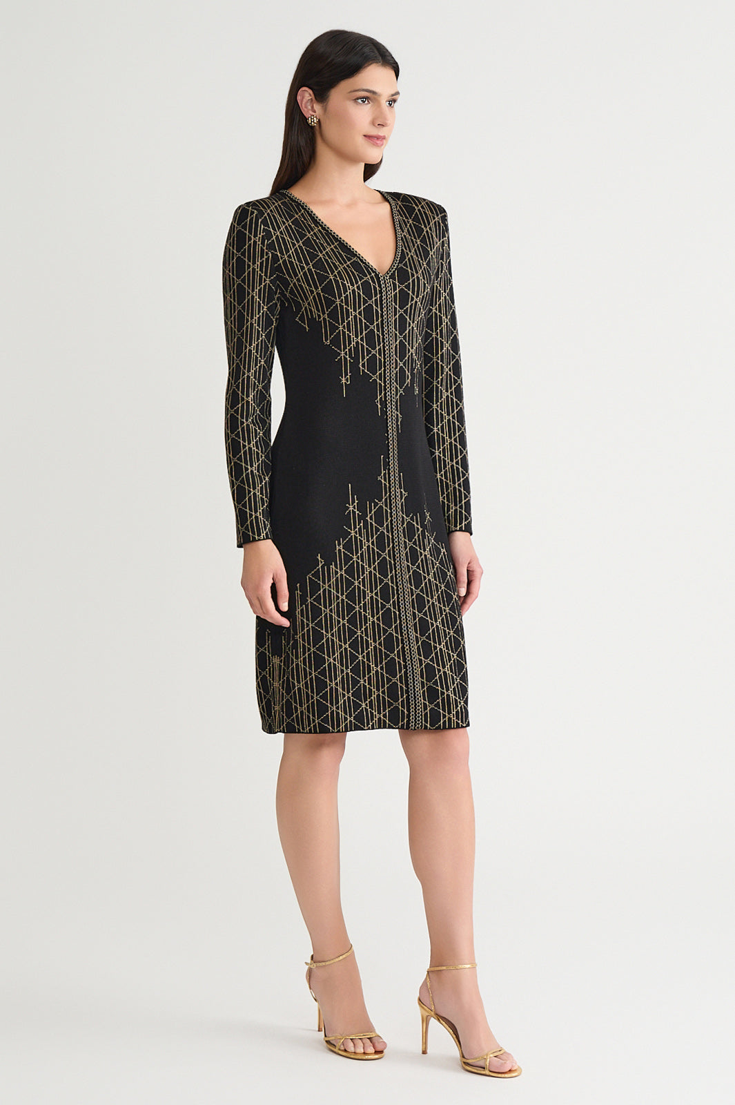 art deco evening dress Art Deco Lurex Soft Knit Sheath Dress
