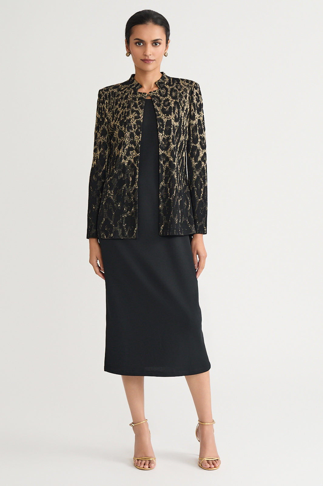 Heritage Lurex Leopard Print Jacquard Knit Jacket | Ming Wang