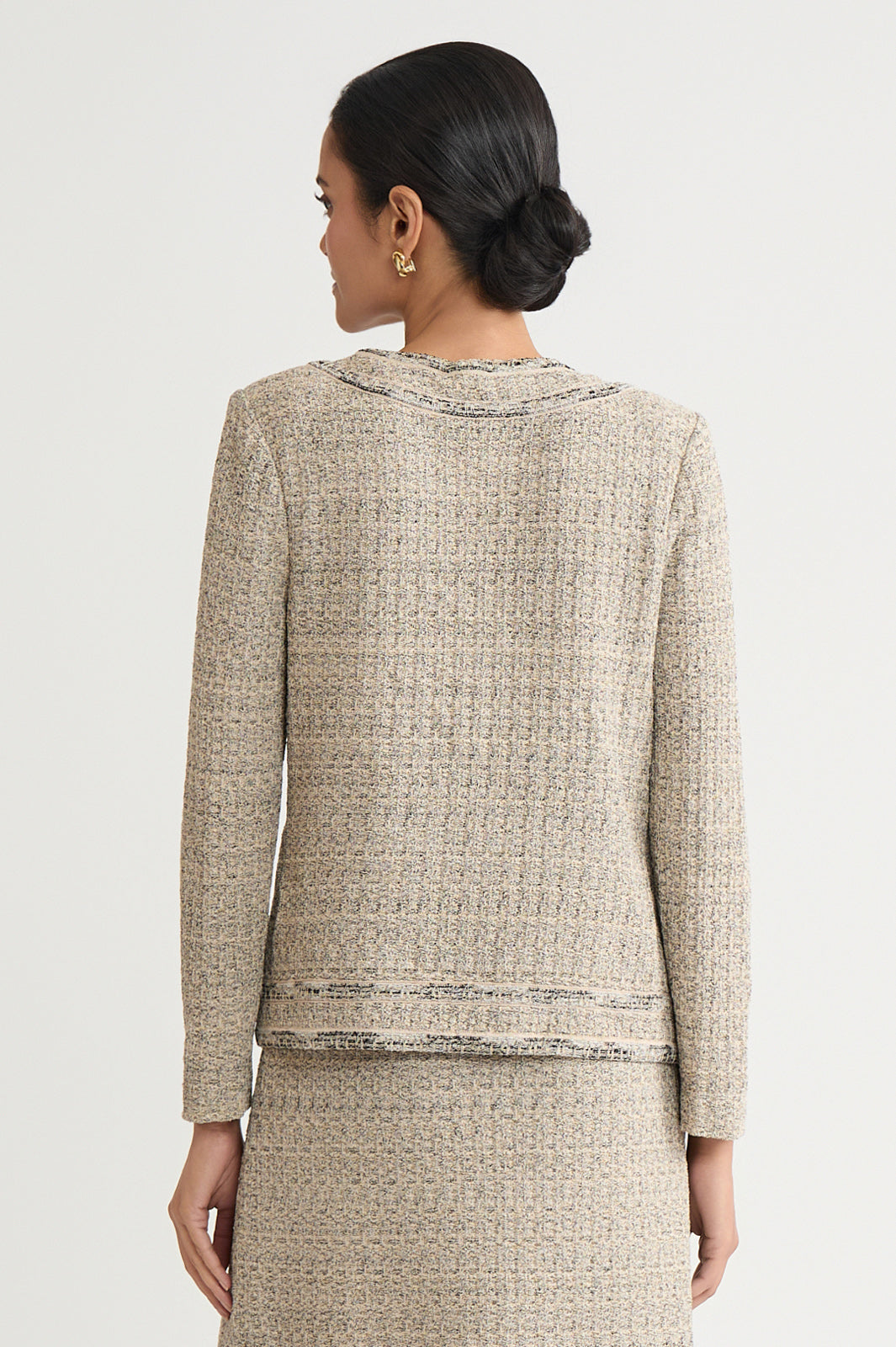Heritage Shimmer Tweed Knit Jacket | Ming Wang
