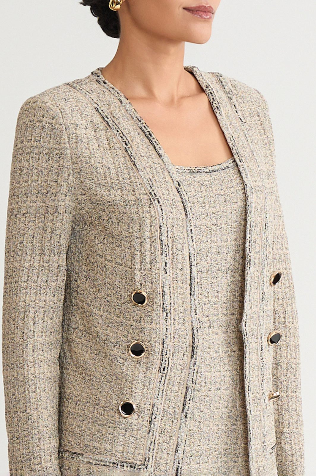 Heritage Shimmer Tweed Knit Jacket | Ming Wang