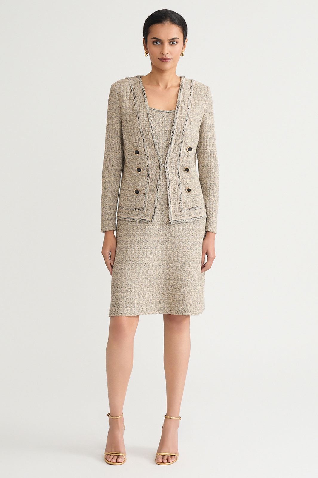 Heritage Shimmer Tweed Knit Jacket | Ming Wang