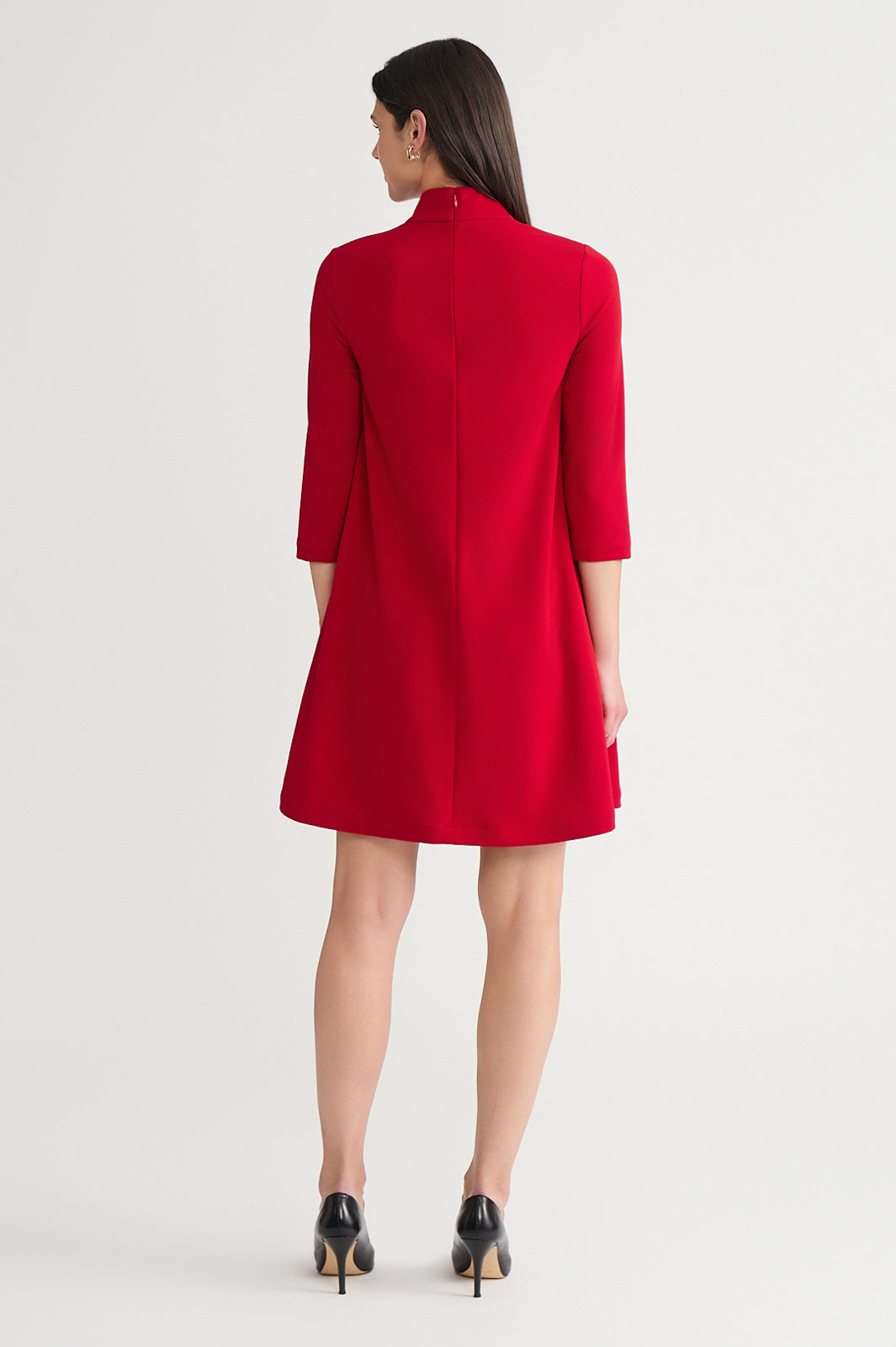 Stretch Deco Crepe Tie-Neck Tent Dress, Holiday
