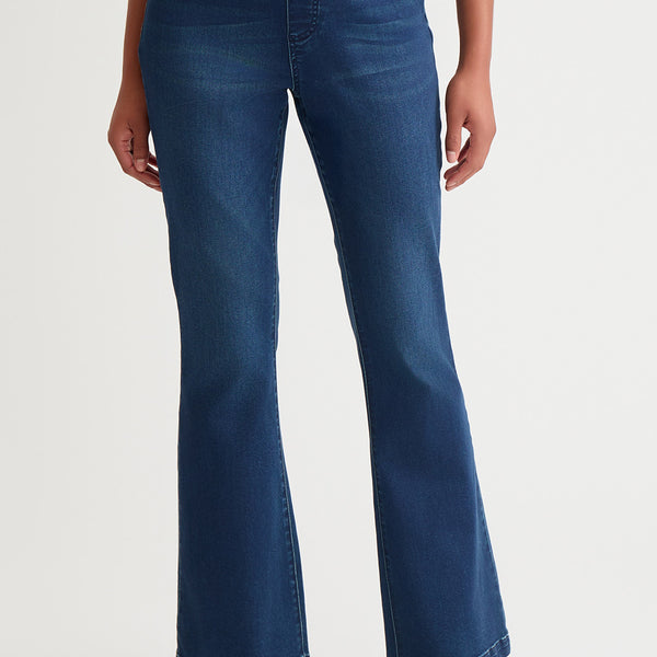 Denim Pull-On Flare Bootcut Jeans | Ming Wang