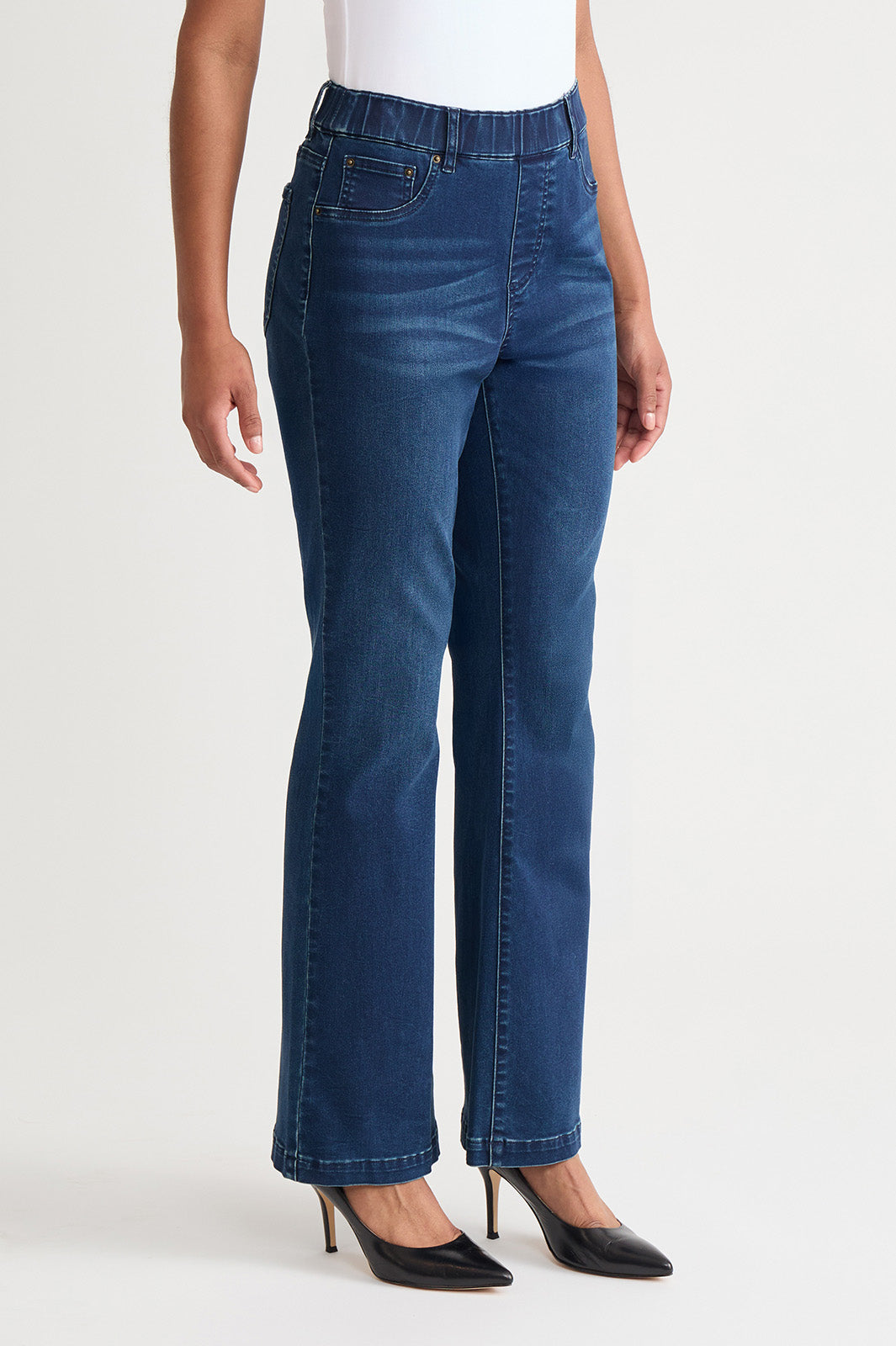 Denim Pull-On Flare Bootcut Jeans | Ming Wang