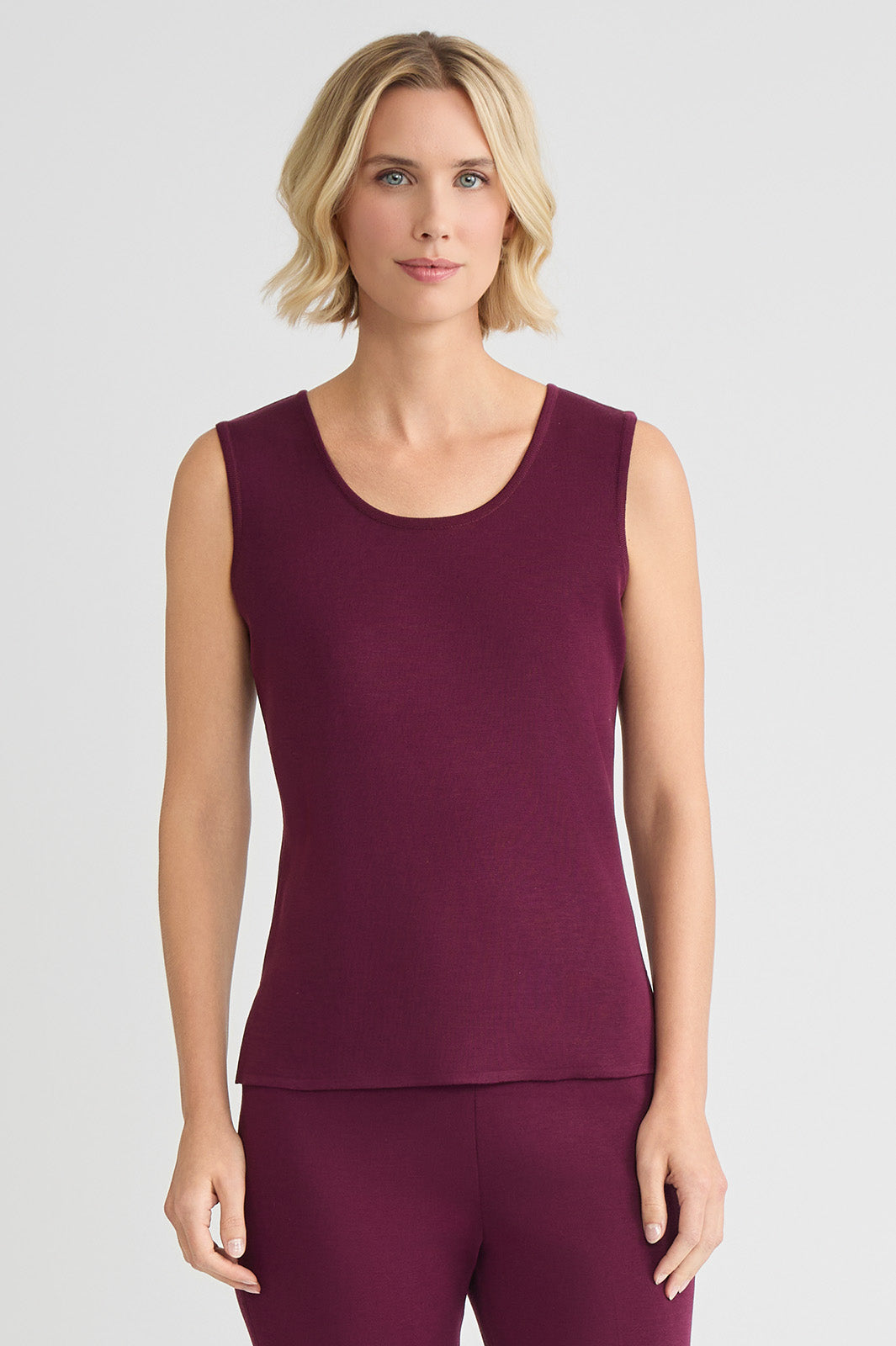 Mid-Length Scoop Neck Knit Tank | Ming Wang